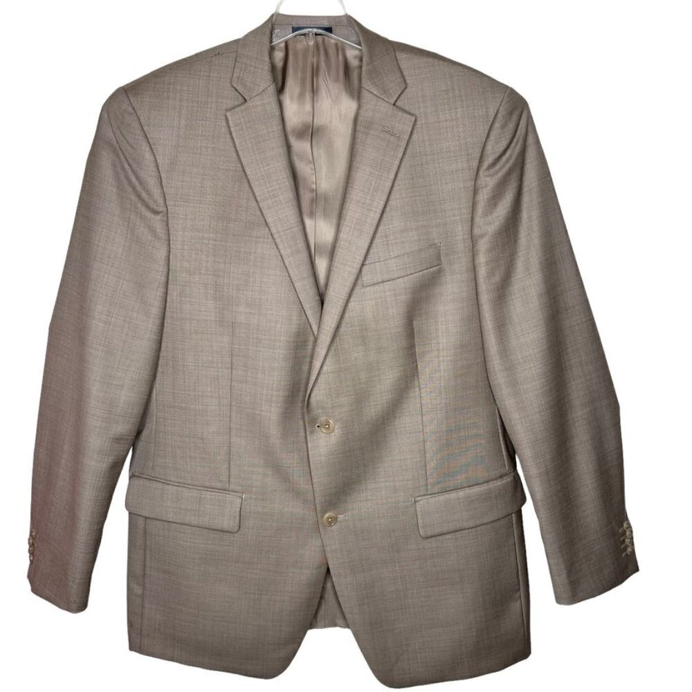 APT 9 Modern Fit Mens Wool Two Button Suit Jacket Sport Coat Size 44L Beige